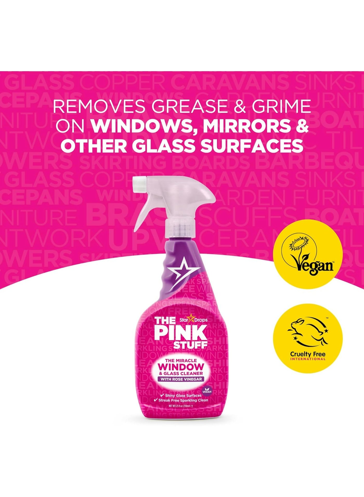 Stardrops The Pink Stuff The Miracle Window And Glass Cleaner With Rose Vinegar 850 ML